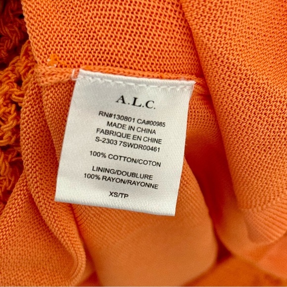 A.L.C Roland Orange Crocheted Cotton Midi Dress XS - Picture 8 of 8